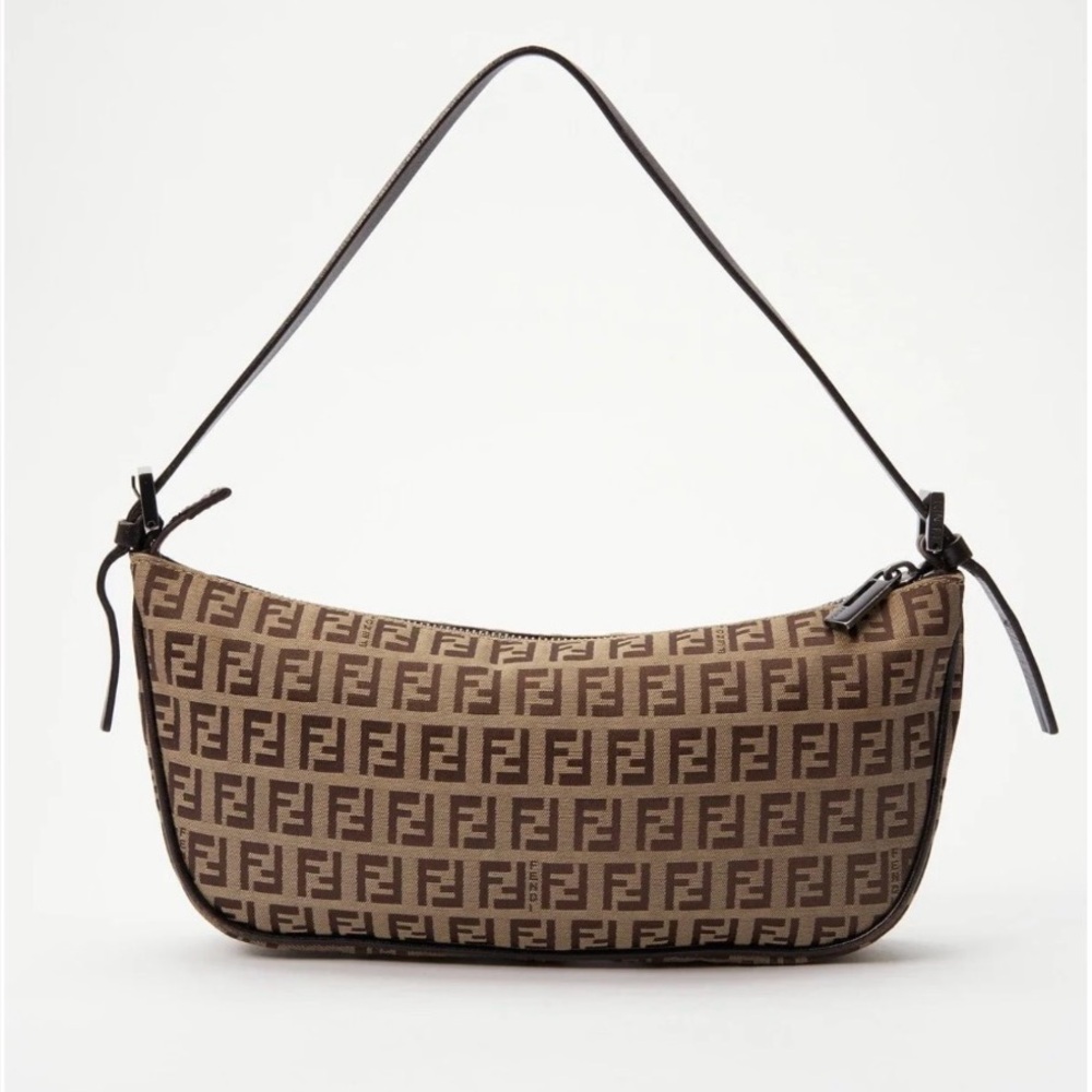 Fendi Vintage Zucchino Canvas Pochette Bag